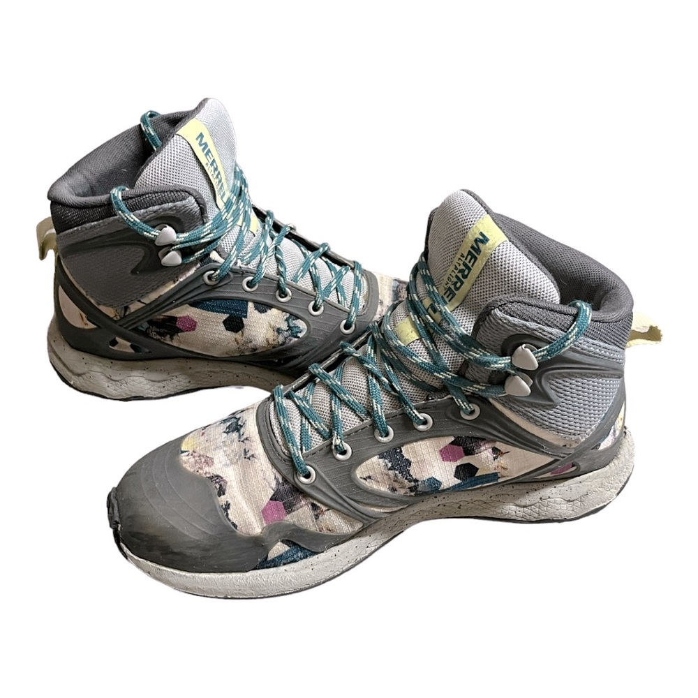 women’s MERRELL Altalight Mid Waterproof Multi Print teal/grey hiking Boots - Picture 4 of 8